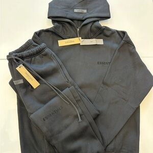 New Essentials black Hoodie Set with dust bag